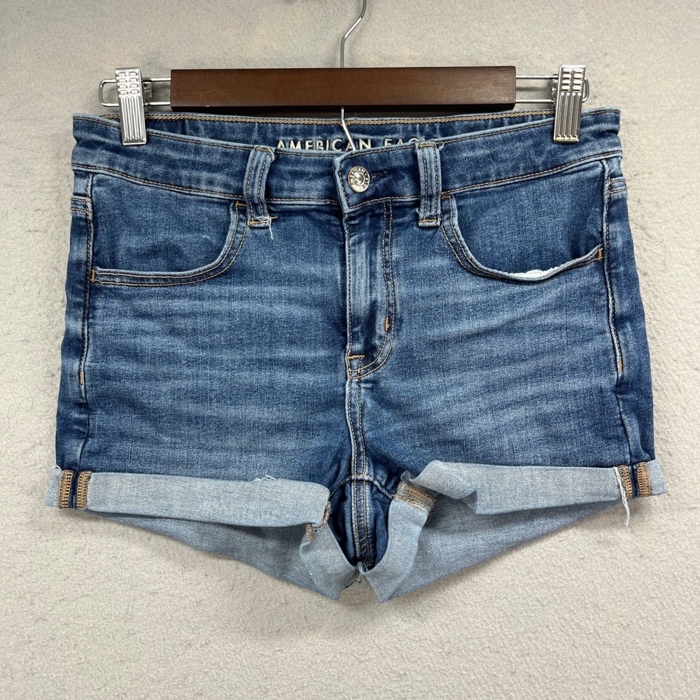 American Eagle High Rise Shortie Shorts Womens 4 Blue Denim Jorts Next Level